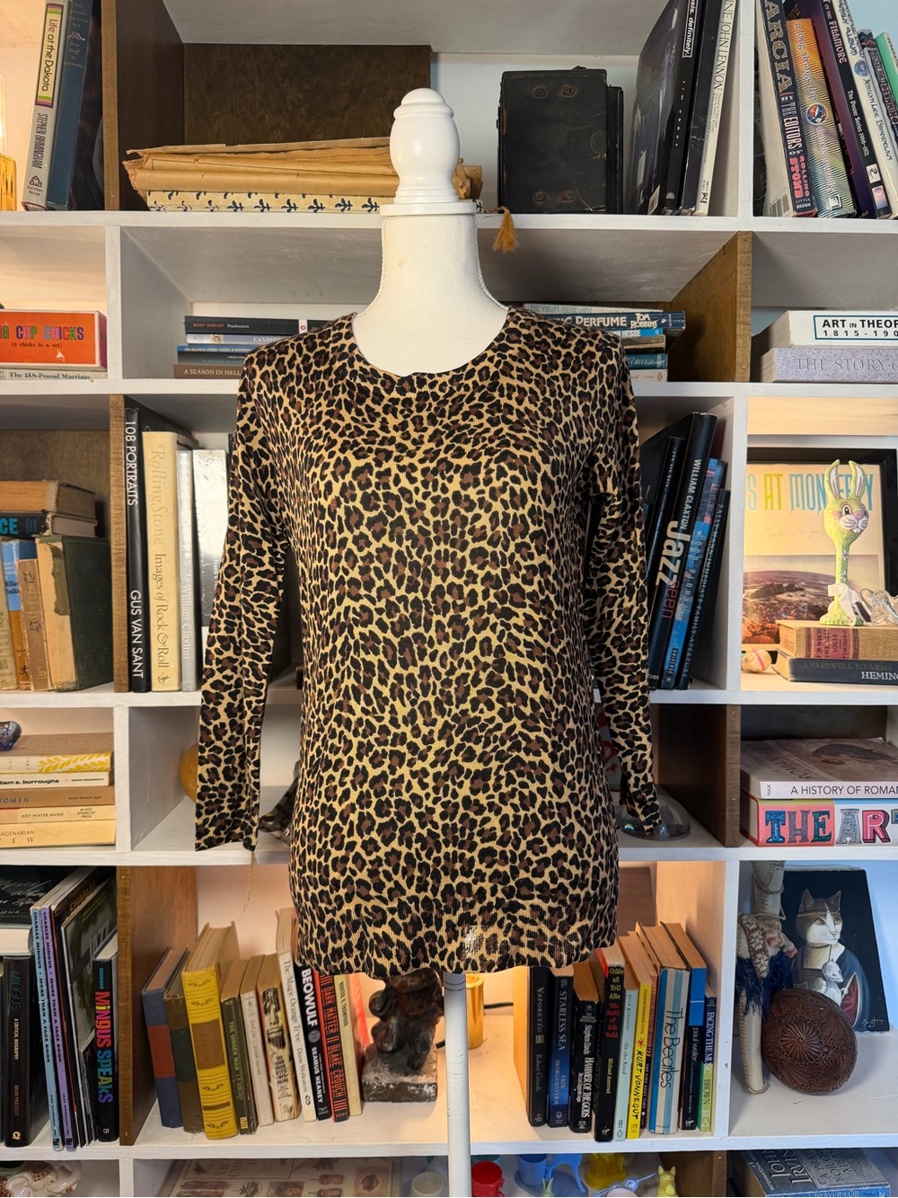 Leopard Print Long-Sleeve Women's Top - Brown
